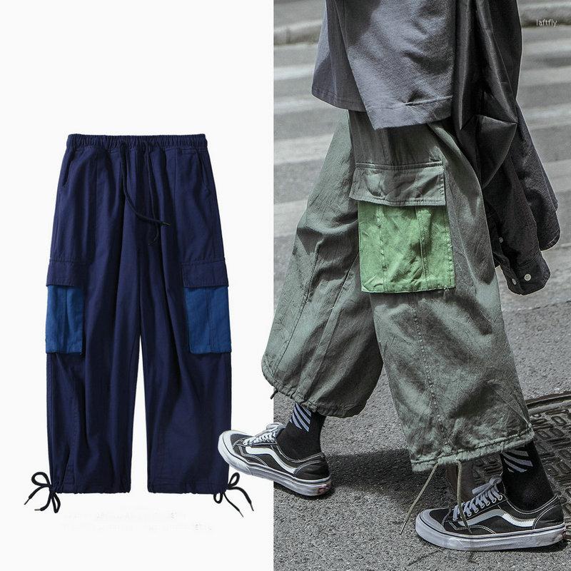 

Men's Pants Big Pocket Cargo Mens Trousers Leisure Loose Harem Male Streetwear Elasticated Waist Hip Hop Sweatpants Men's, Army green