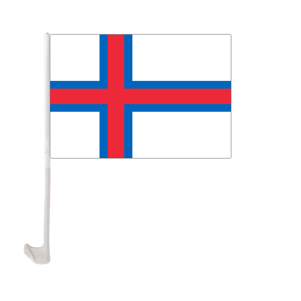 

30x45cm Faroe Islands Car Flag Polyester UV Protection Window Clip Car Decoration Banner with Flagpole