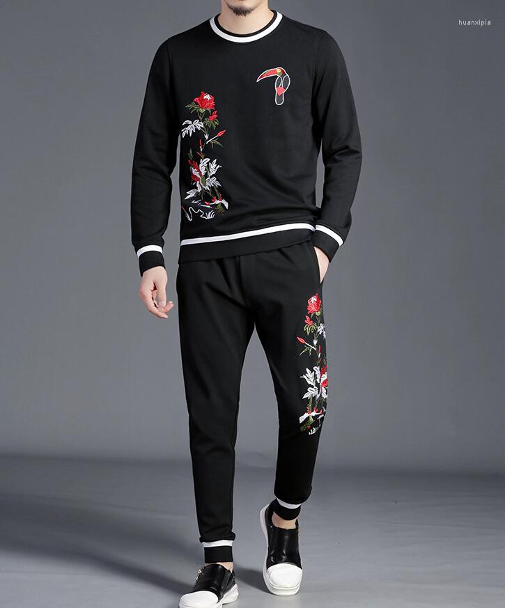 

Men's Tracksuits Top Quality Outwear Hoodies Cotton Male Sweatshirts Set Men, Black