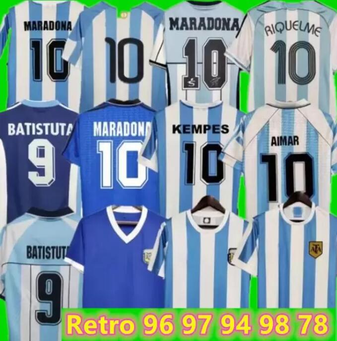 

Maradona 1978 1986 2014 Retro Argentina Soccer jersey classic 96 97 1994 1998 NEWELLS OLD BOYS vintage Football Shirt MESSIs RIQUELME CRESPO TEVEZ ORTEGA BATISTUTA, 1998 home