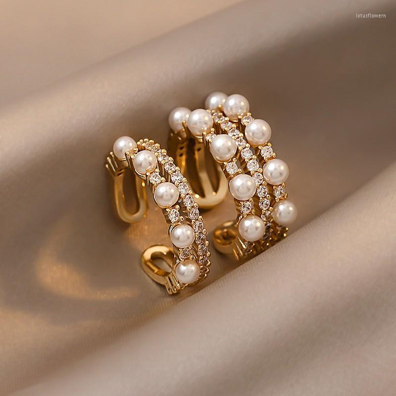

Cluster Rings 2022 Korean Open Pearl Versatile Ring Fashion Temperament Geometric Simple Elegant Women's Jewelry