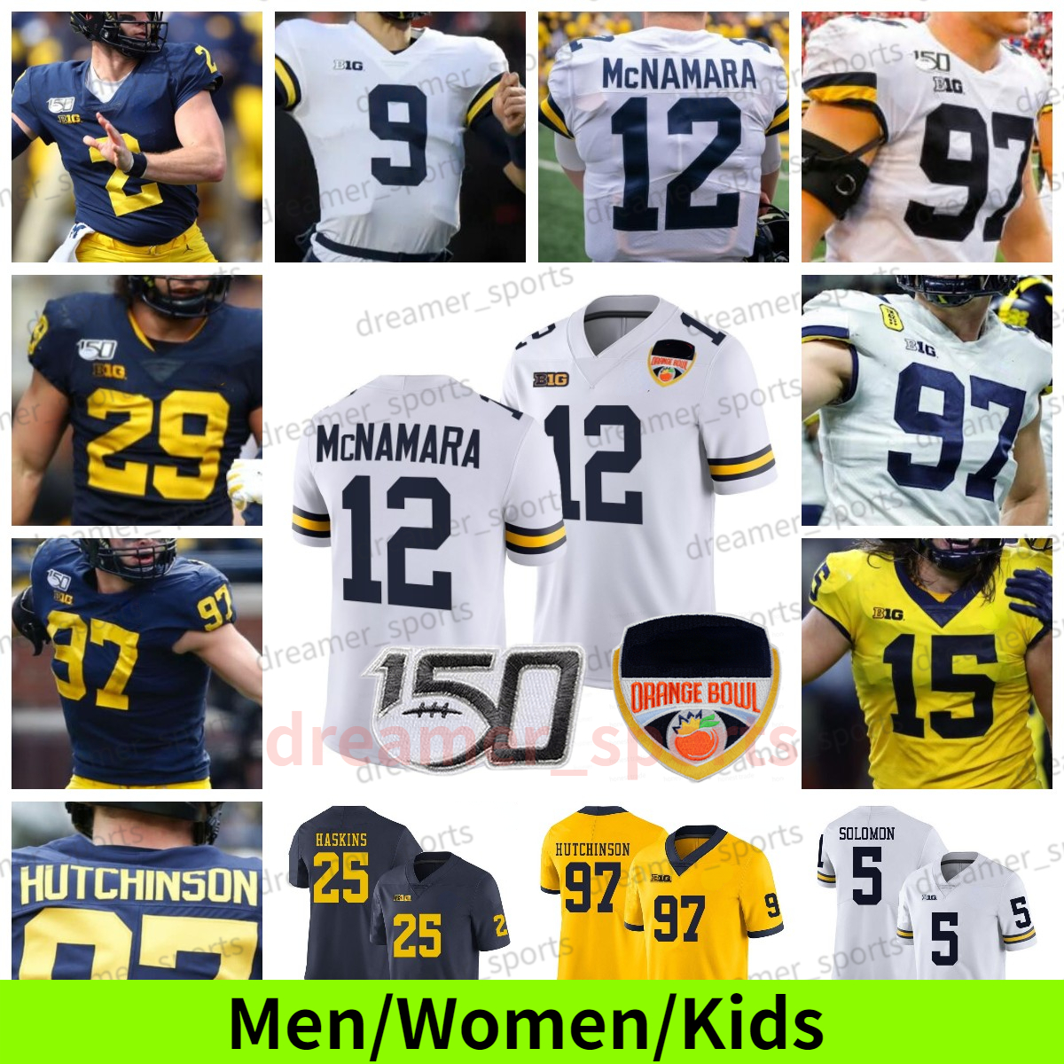 Personnalisé 10 Tom Brady Football Jersey Michigan Wolverines McNamara 2 Woodson Solomon 5 Peppers Hutchinson Patterson White College Jerseys Hommes Femmes Enfants