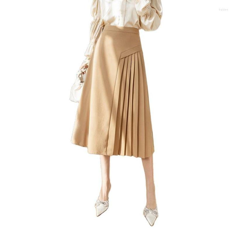 

Skirts Female Skirt High-waisted Pleated Asymmetry A-Line, Black
