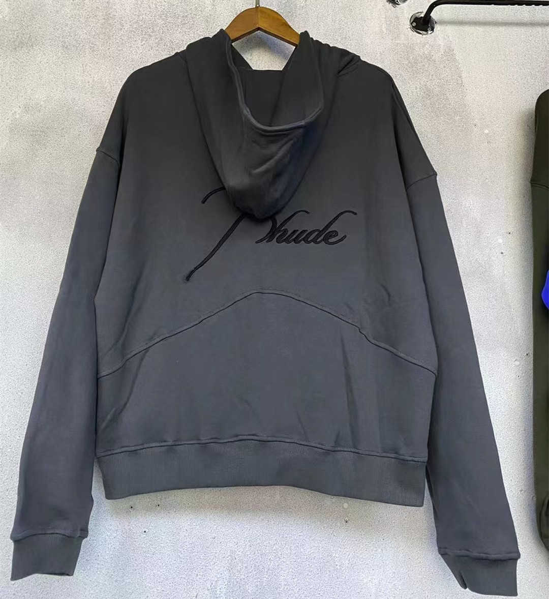 

Men' Hoodies Sweatshirts High Version Early Autumn Style Meichao Rhude Embroidered Letter Hoodie Zip Cardigan Terry Coat 22, Black