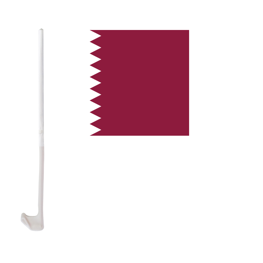 

30x45cm Qatar Car Flag Polyester UV Protection Window Clip Car Decoration Banner with Flagpole