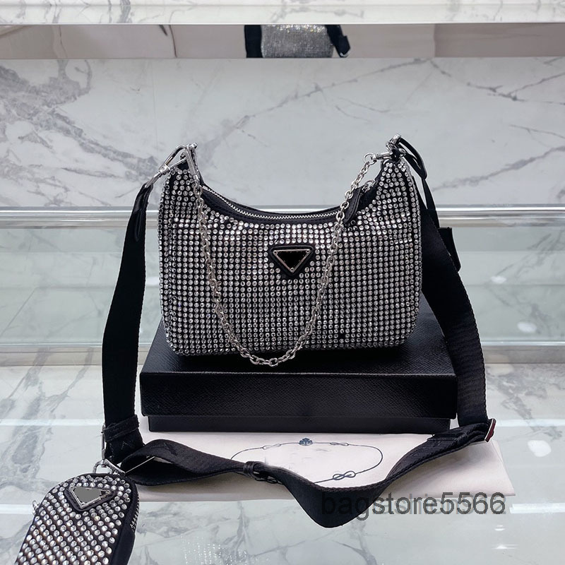 

quality 5A Evening Rhinestone Bags Hobo Bag Women Mini Nylon Bags 9 Colors Handbags Pink Chain Designer Crossbody Shoulder Bags Purse Hobos