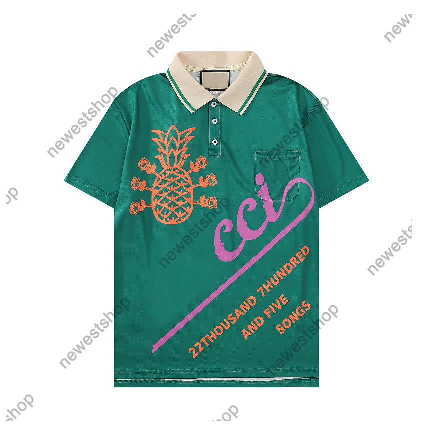 

2022 Summer Mens polo Shirts Mens Designer luxury collar leter print TShirts fashion women Fruits printing polos t-shirt casual tshirt tee, Green