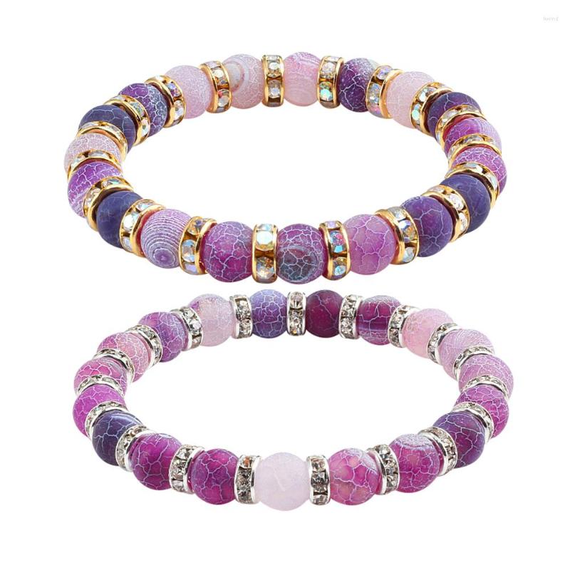 

Strand Natural Stone Purple Fashion Charm Chakra Beads Yoga Bracelet Women Elastic Adjustable Men Jewelry Friend Gifts