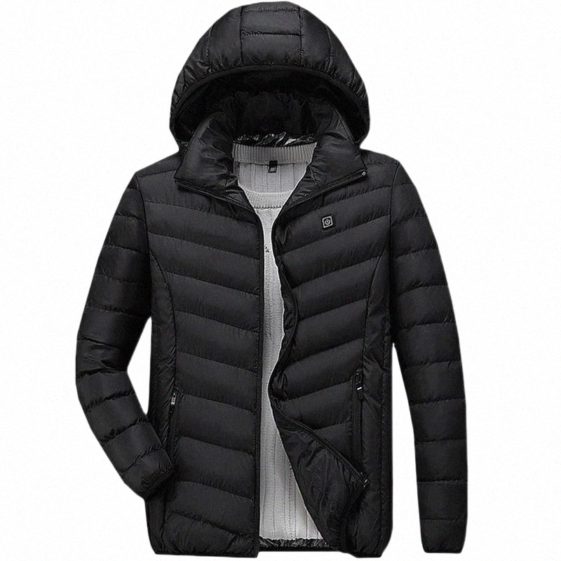 

men's Jackets Men Electric USB Heated Coat Long Sleeve Solid Casual Jacket Hoodie Puffer Heating Winter Body Hooded Outwear Slim Top Fashion Q8Re#, Black