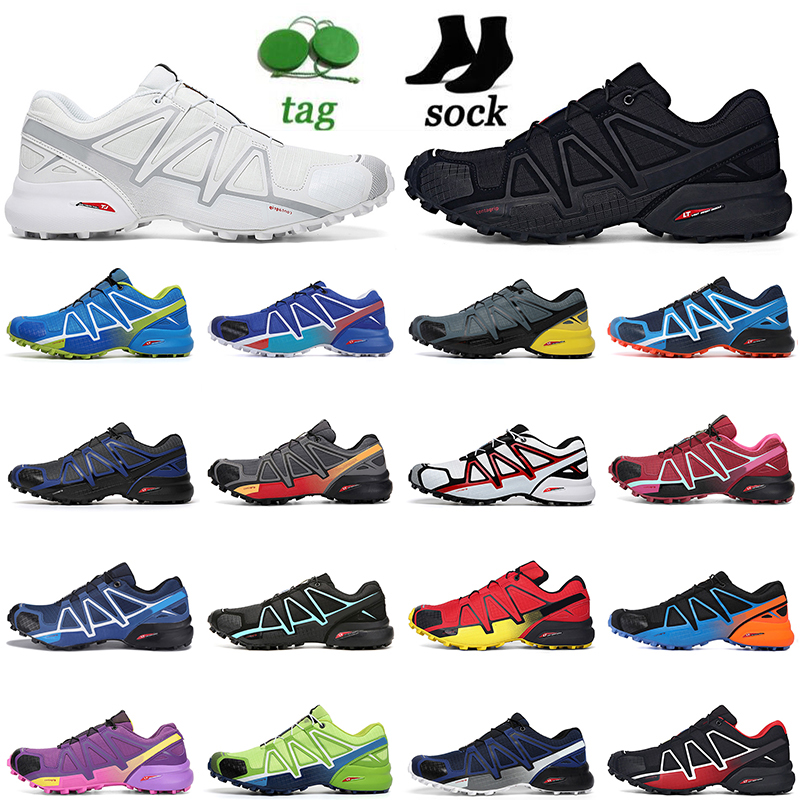 

Outdoor Speed Cross 4 CS Athletic Running Shoes Mens Womens Platform Sports Sneakers Purple Green Pink Red Black White Trainers Jogging Walking Size 36-47 With Socks, E23 40-47 (6)