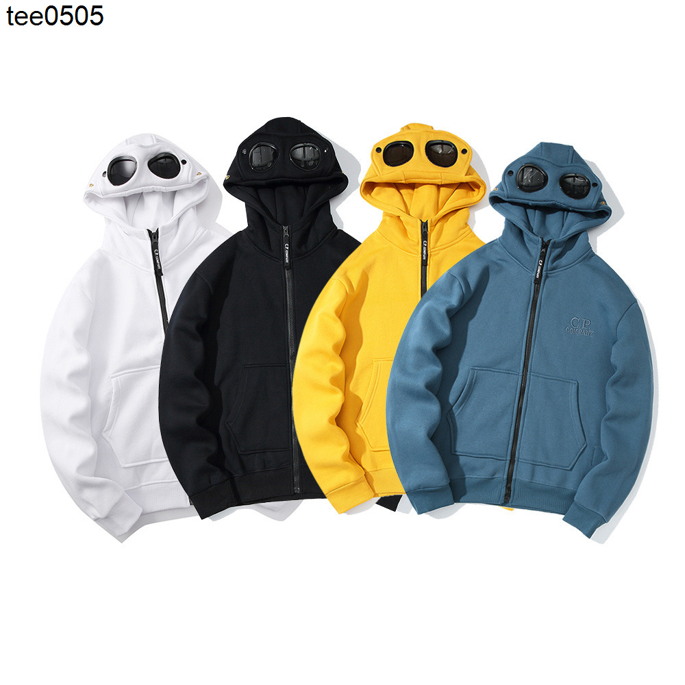 

Fashionable winter new lovers' round lens zipper Hooded Sweater Top, Yellow