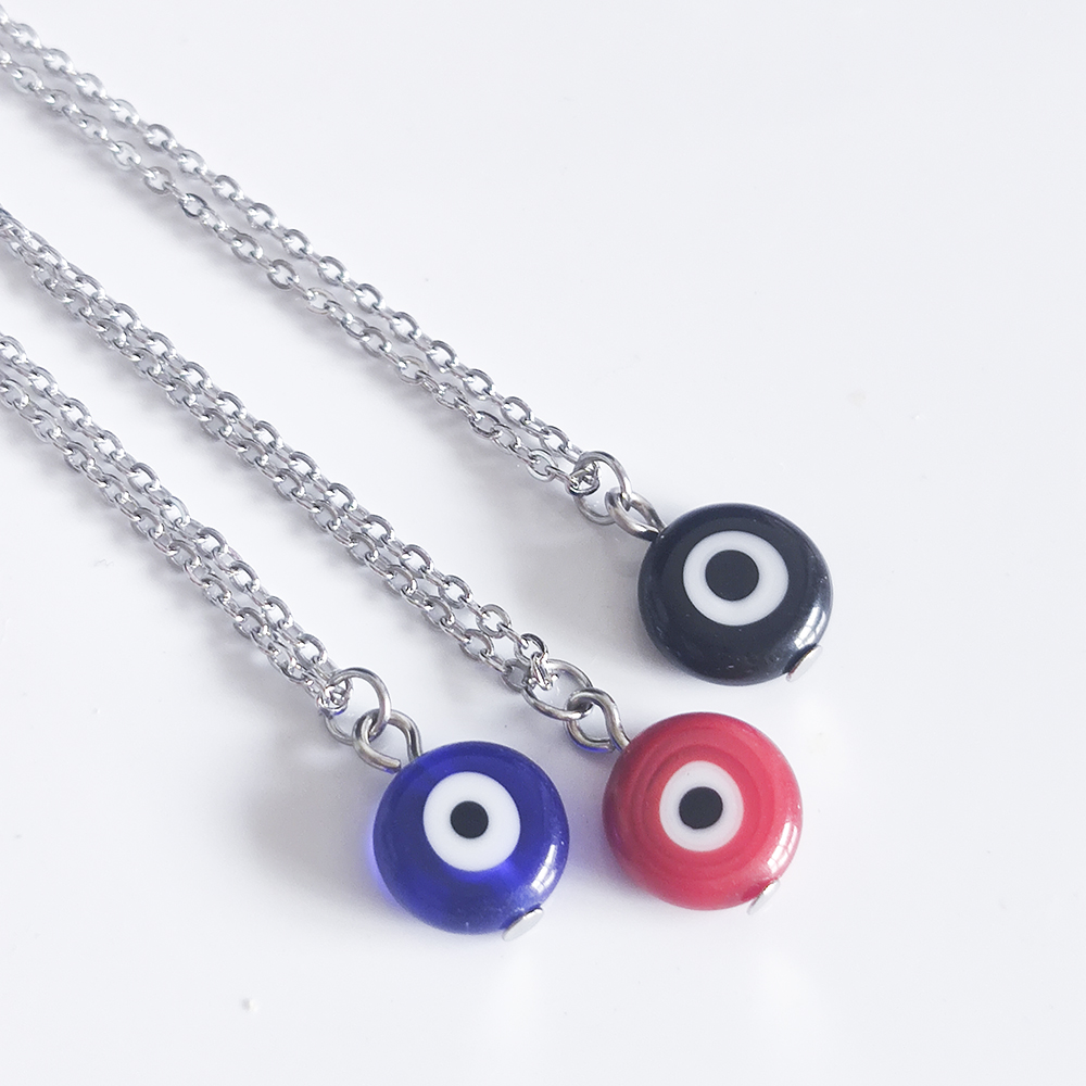 10mm Turkey Evil Eye Necklace For Women Resin Blue Eye Pendant Choker Clavicle Chain Ethnic Lucky Jewelry-image-802914518