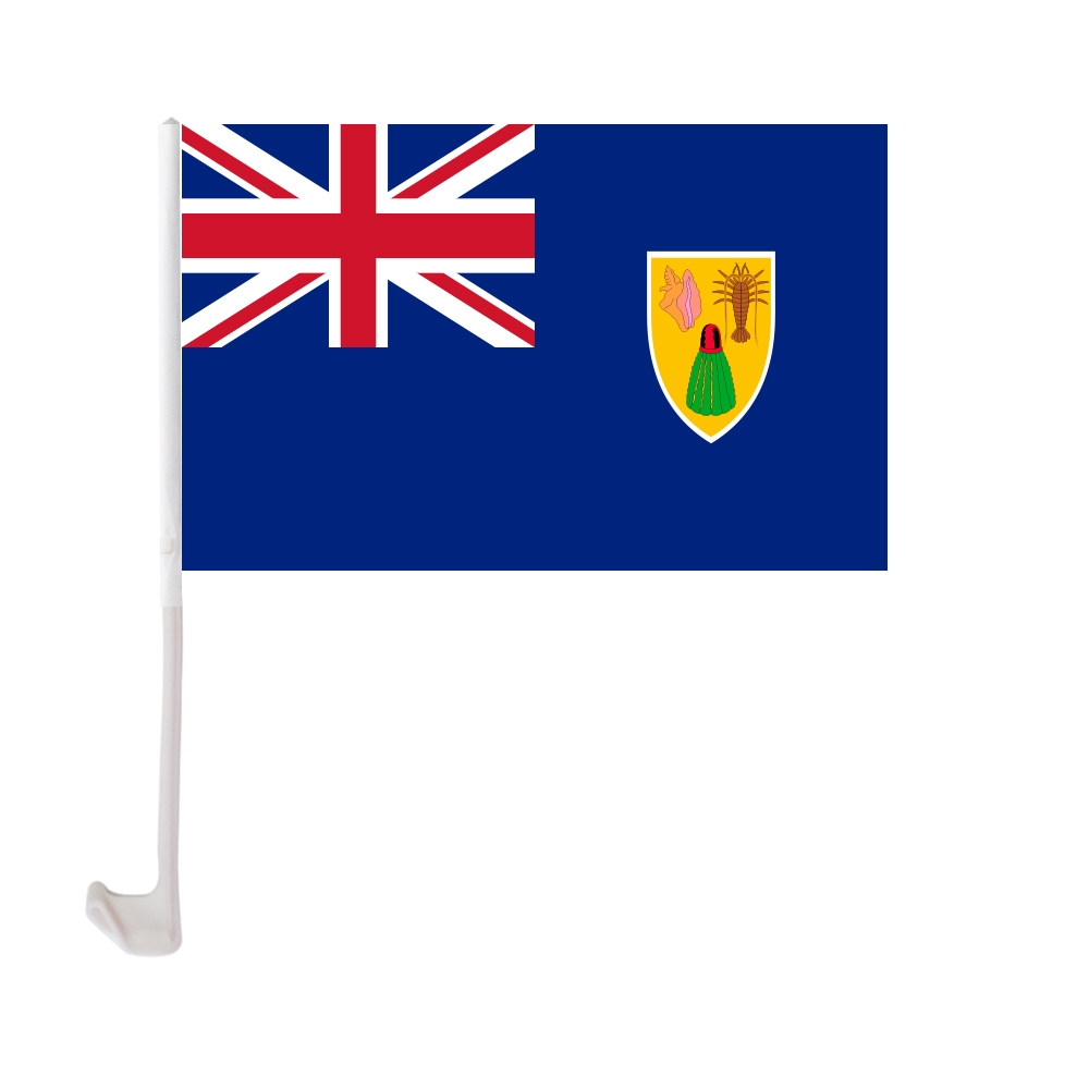 

30x45cm Turks and Caicos Islands Car Flag Polyester UV Protection Window Clip Car Decoration Banner with Flagpole
