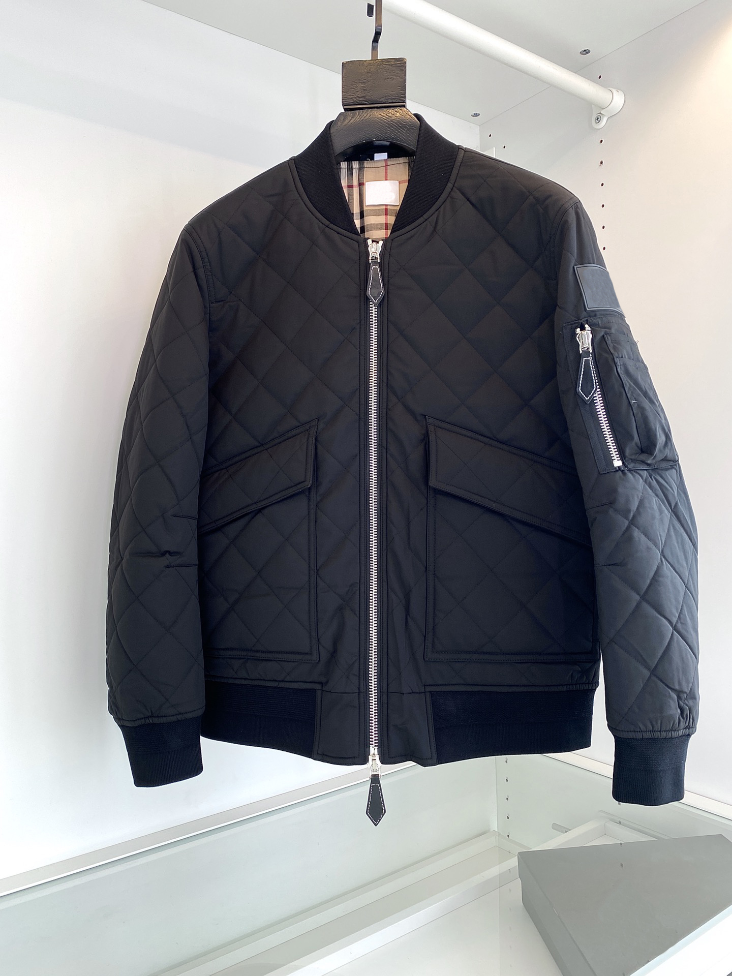 

Autumn winter new style designer jacket fashion baseball collar cotton coat luxury plaid sewing design classic brand top mens jacket, Black