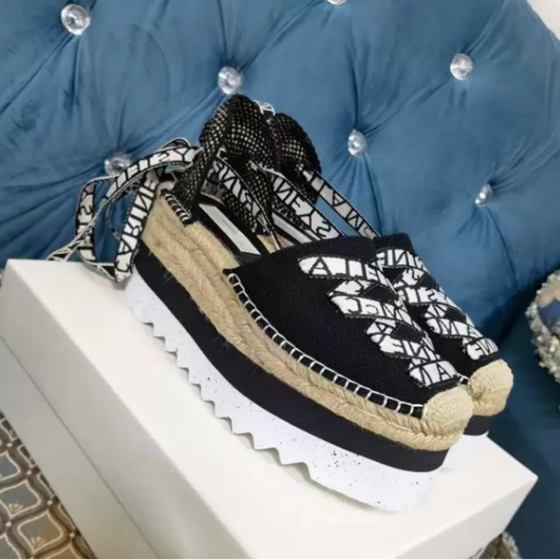 

Fashion shoes & accessories luxury sandals women's platform canvas shoes with strapless shoes spring and summer beach flat shoes wedge sandals handmade casual women's, As pic