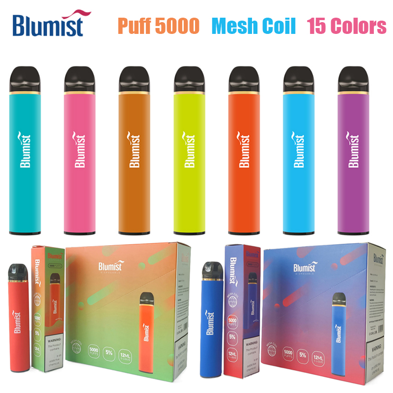 

5000 Puffs 5000 Blumist Disposable Vape E-cigarettes 650mah Rechargeable Battery Mesh Coil 12ml Pre-filled vaper desechable