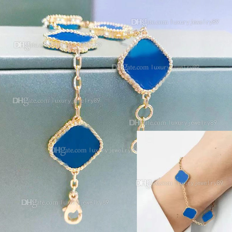 

Designer jewelrys Classic Fashion Charm Bracelets 4Four Leaf Clover Jewelry Gold bracelet for womens Chain elegant Onyx Shell and Girls Wedding Mother's Day Gifts