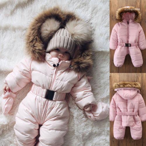 

Down Coat 2022 Winter Thick Snow Wear Toddler Baby Boy Girl Romper Jacket Hooded Children Outwear Jumpsuit Outfit, White