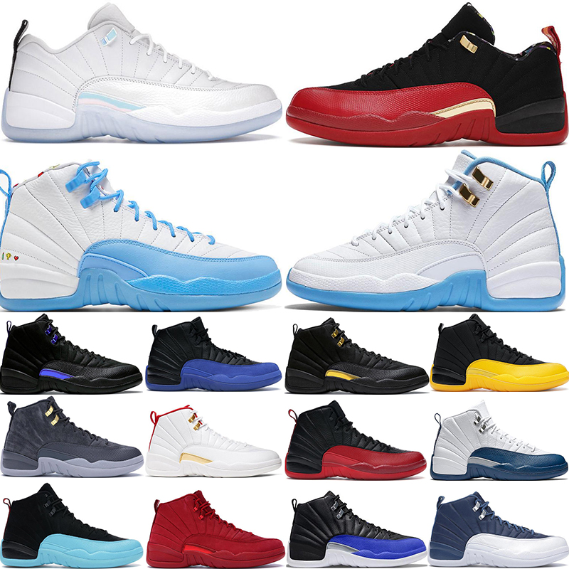 

12 Basketball Shoes 12s Mens J12 Black Dark Concord University Gold Emoji Dark Grey Fiba Gamma Blue Indigo Playoff Twist Utility Men Trainers Sneakers 7-13, Black taxi