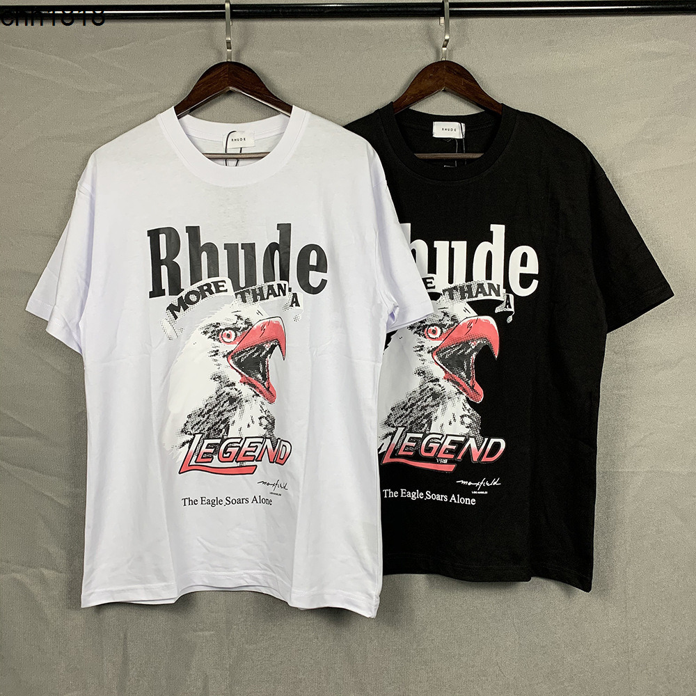 

High version 2022 summer new American fashion brand rhude Los Angeles limited Eagle print men' and women' Short Sleeve T-Shirt, White