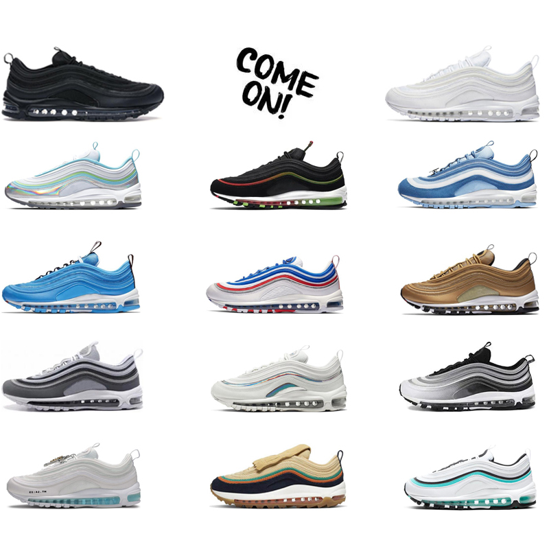 

OG 97s Running shoes Trainers breathable Sneakers Mens Women New Style of Triple Black White Blue Hero EUR 36-45, #29 wolf grey 40-45