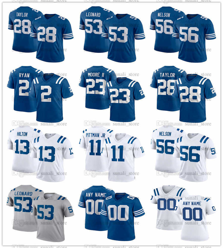 

Stitched Football 2 Matt Ryan Jerseys 28 Jonathan Taylor 53 Shaquille Leonard 56 Quenton Nelson 11 Michael Pittman Jr. 1 Pat McAfee Johnny Unitas 9 Nick Foles Kwity Paye, Men blue
