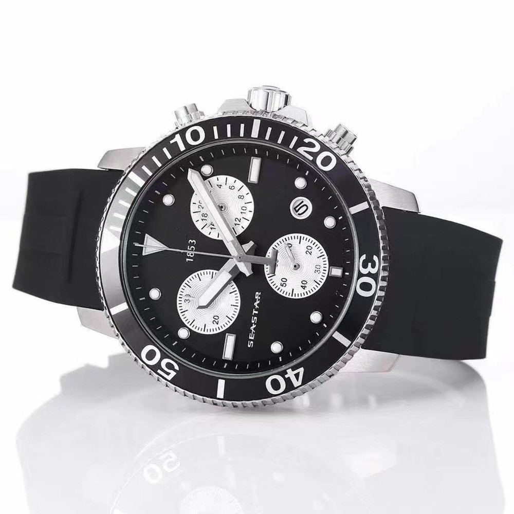 

T120417A Waterproof Quartz Watch Seastar Men's Sports ETA G10212 Movement Rubber Strap T125617A Men Fashion 0127206W, Customize