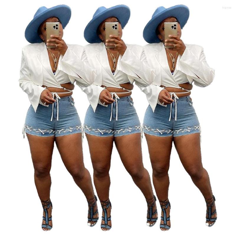 

Women' Blouses 2022 Autumn Women' Fashion Solid Color Bandage Loose Sleeve Split Shirt Coat Blouse, White