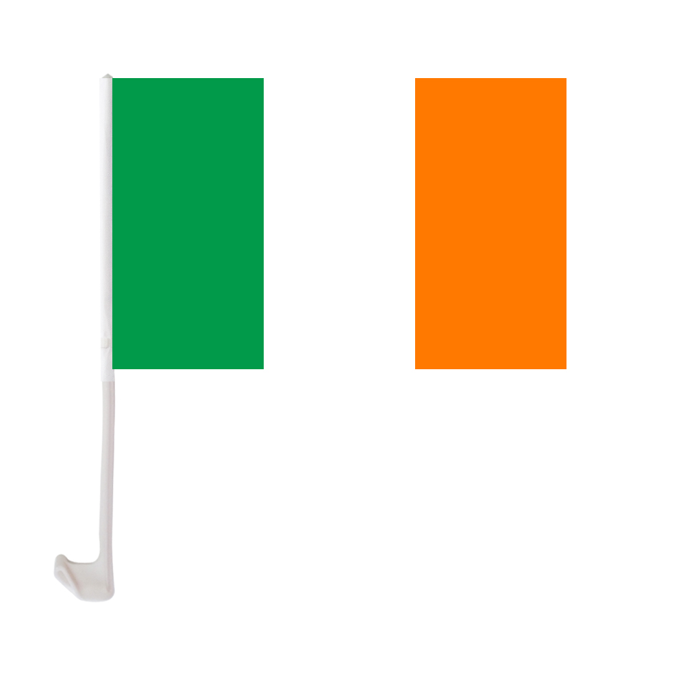 

30x45cm Ireland Car Flag Polyester UV Protection Window Clip Car Decoration Banner with Flagpole