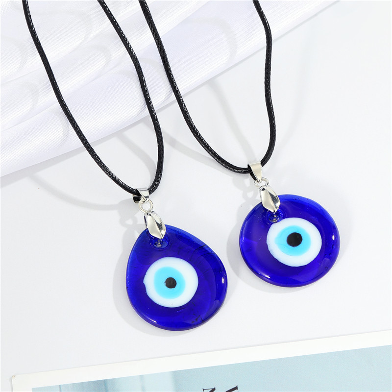 30mm Round Water Drop Coloured Glaze Blue Evil Eyes Necklaces Fashion Lucky Turkish Necklace For Friend Jewelry Gift-image-802915880