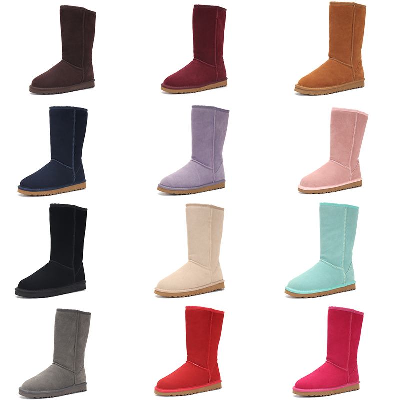 

Boots Warm Woman Boot Designer Australian Classic Short Long Barrel Boota Red Purple Dinter Full Fur Fluffy Furry Satin Ankle Booties Color