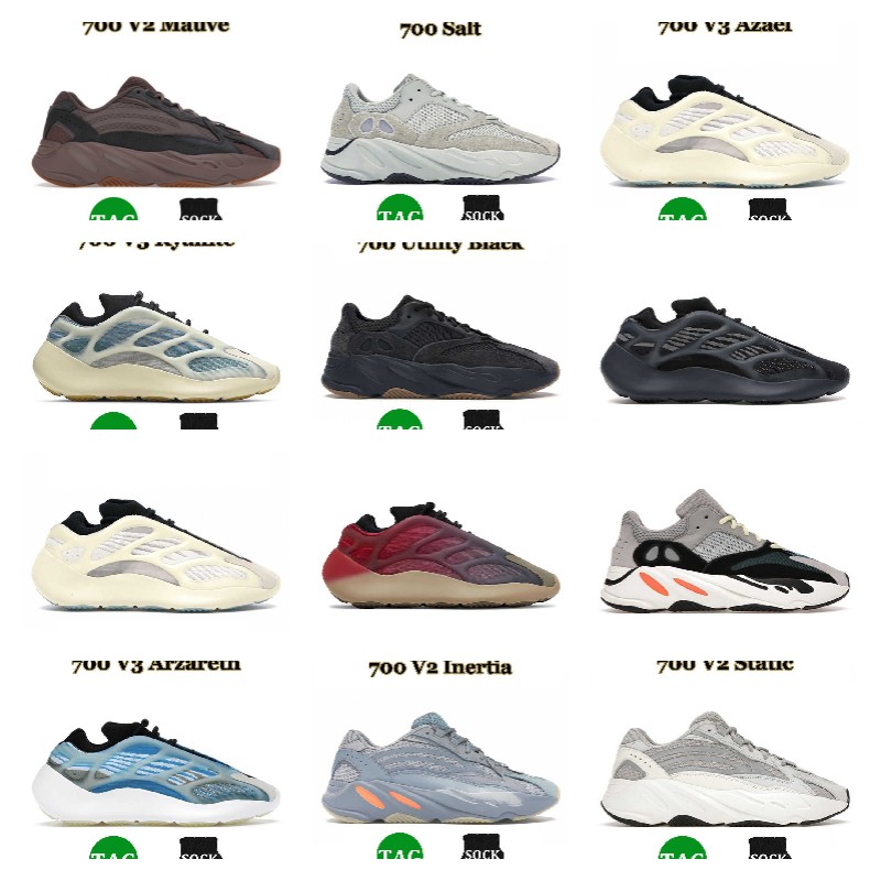 2022 baskets chaussures de course chaussures respirantes 700 V2 V3 MENSE MENSE MODE GRY GREY RVILLE RED RED BLUE Designer Fashion