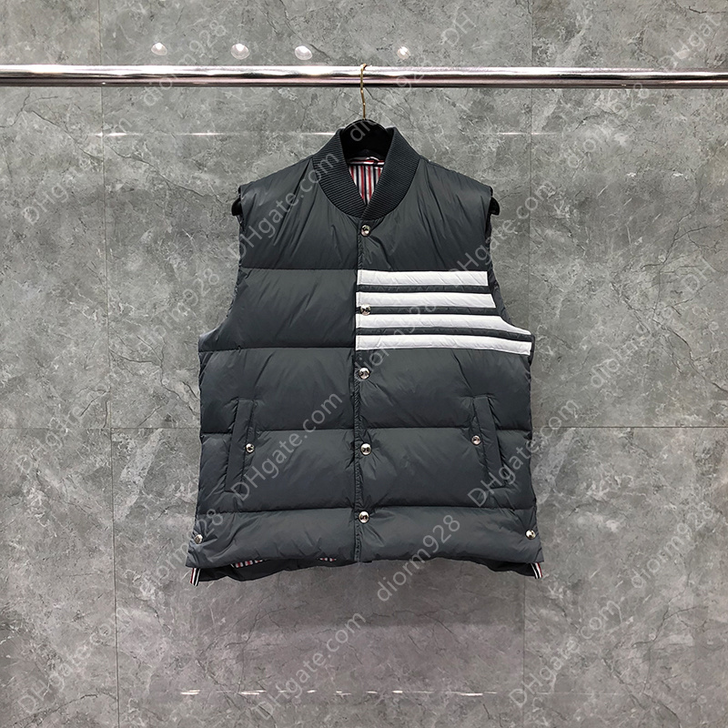 

Thom Winter Men's Jackets Fashion Brand Down Gray Jacket Vest Matte Nylon Chest 4-bar Stripe Thick Wholesale Tb Thermal Vest