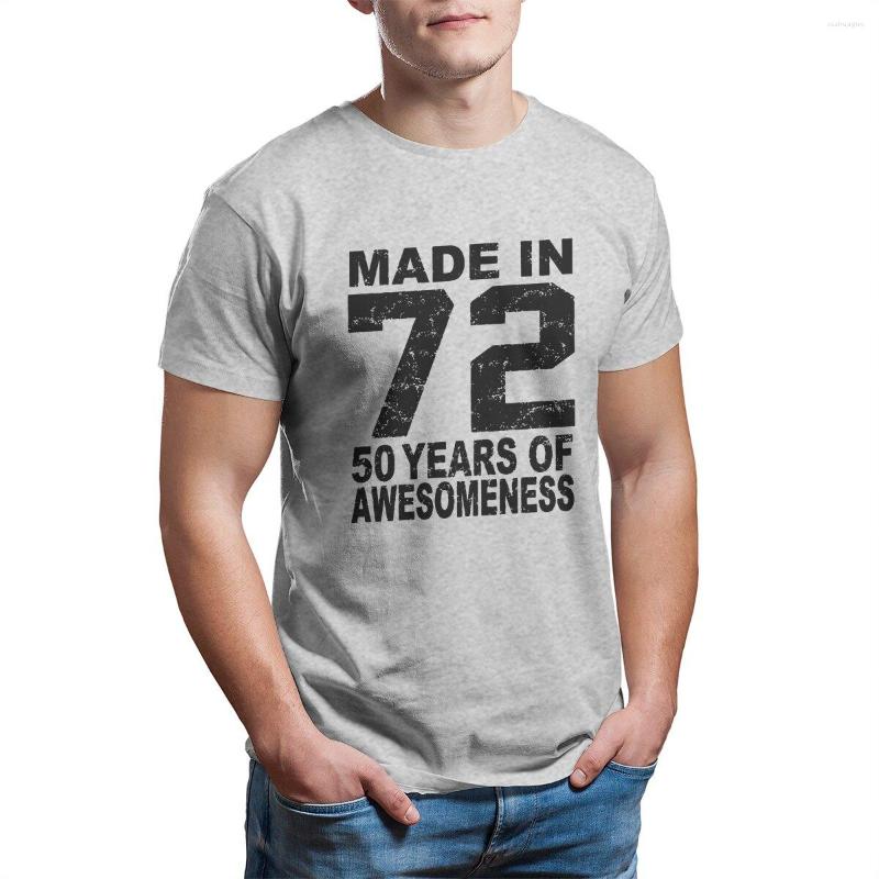 

Men's T Shirts Made In 72 50 Years Of Awesomeness 1972 Birthday Men Shirt Awesome Tees Short Sleeve T-Shirt Pure Cotton Plus Size 5XL, Beige