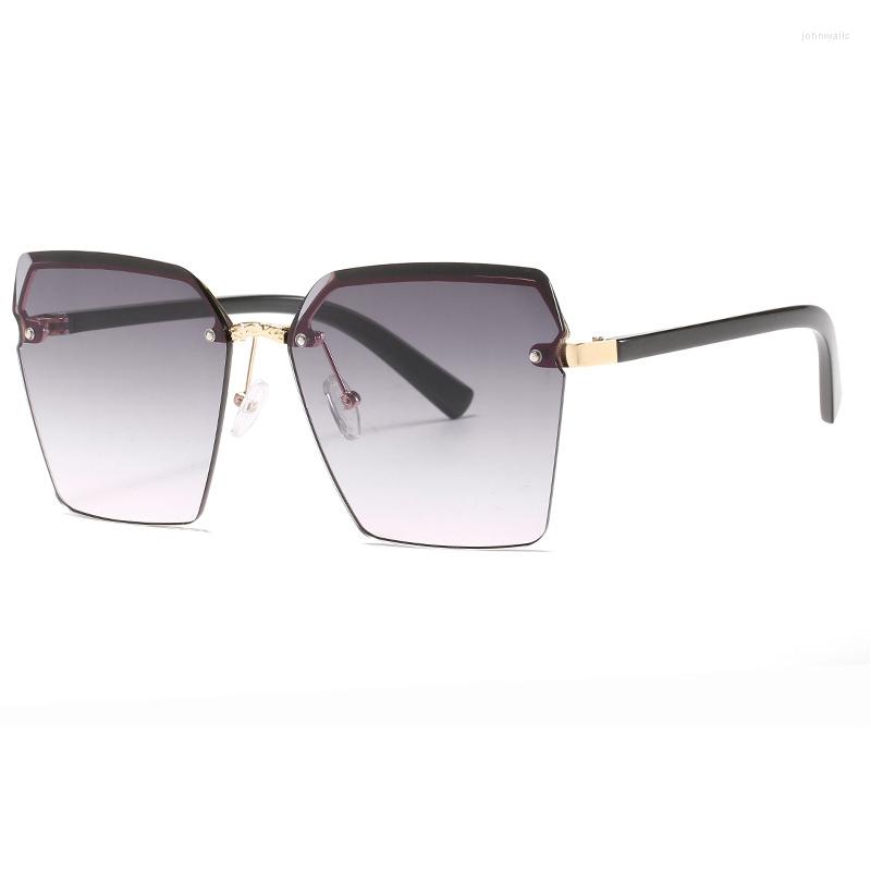 

Sunglasses Oversized Rimless Women Fashion Square Blue Pink Clear Personality Sun Glasses Men Flat Top Gafas