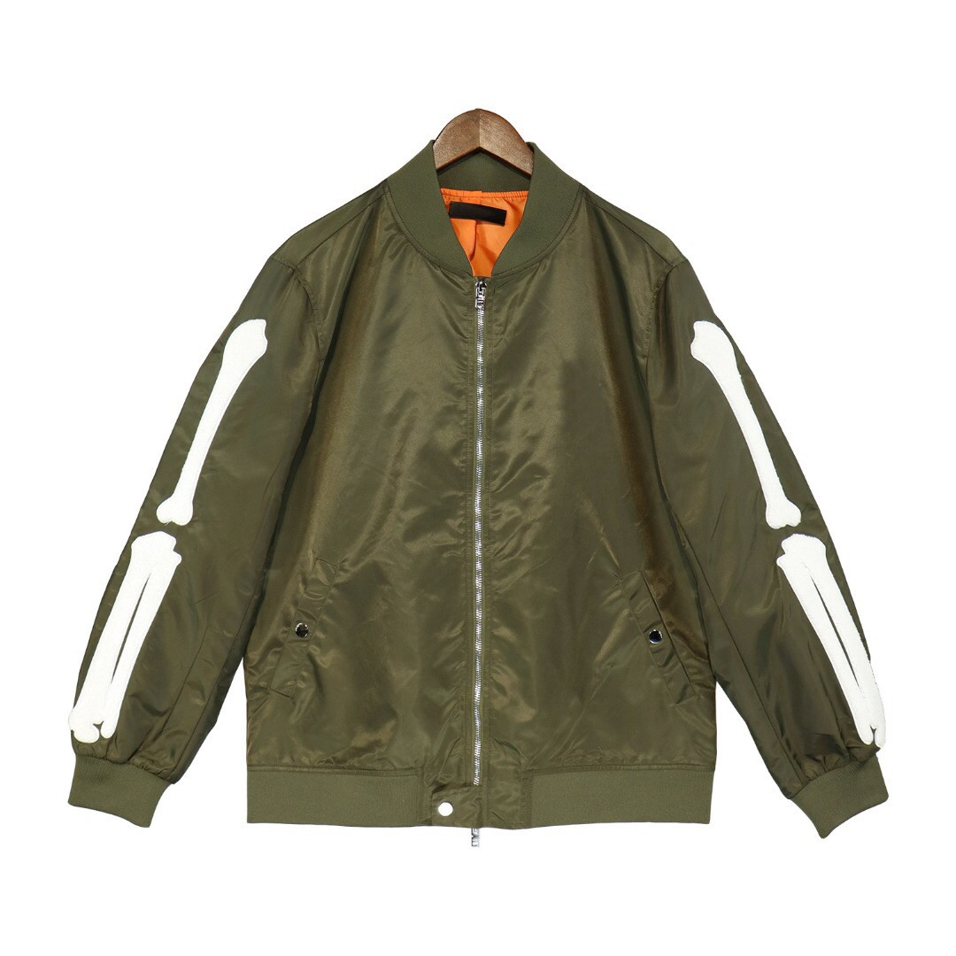 

men designer jacket Classic sleeve Army green Bone embroidery mens Causal Hip Hop Autumn coat trench zipper outerwear Outerwear Sport, Extra shipping postage/no ship