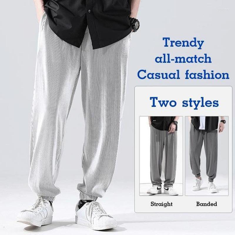 

Men's Pants Men's Drape Ice Silk Wide Leg Casual Smooth Cool Straight Trousers, Dark grey (straight)