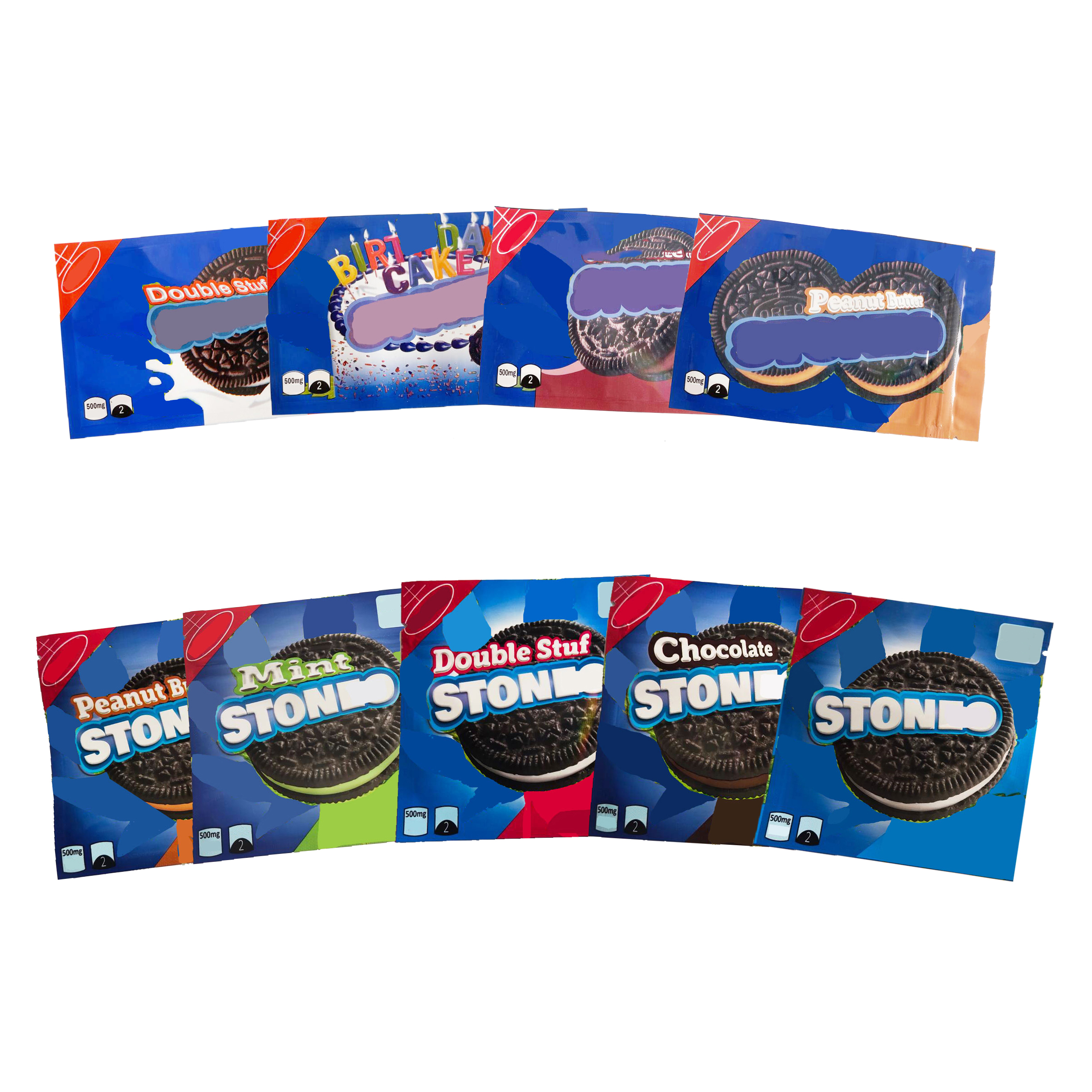 

Packaging bags biscuit stoneo stuf chocolate birthday cake peanut butter mylar edibles packaging bag 500mg