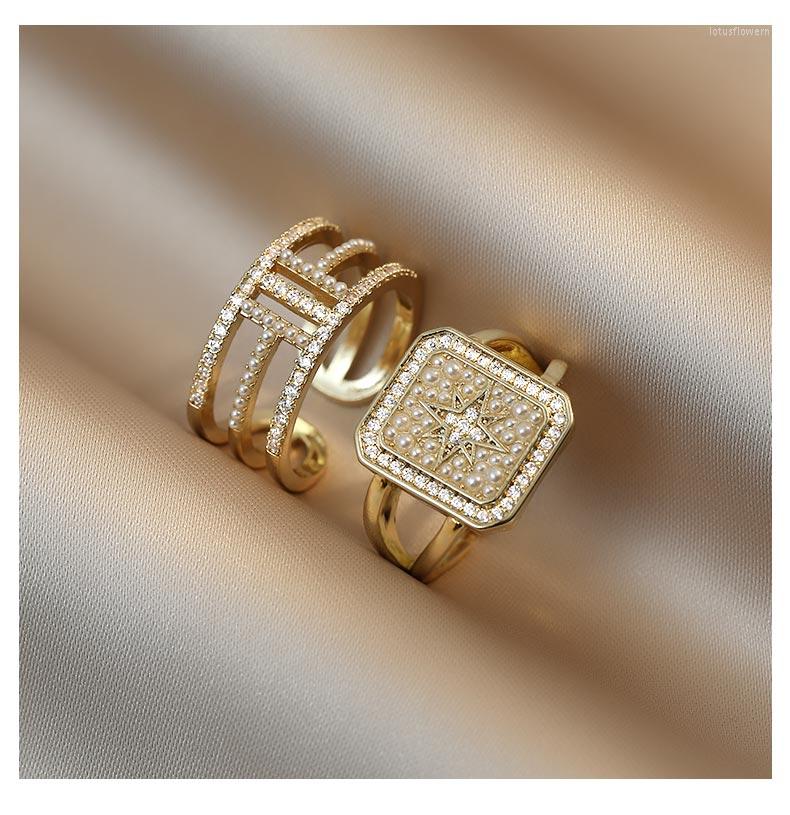 

Cluster Rings 2022 Korean Exquisite Pearl Simple Opening Ring Fashion Temperament Star Elegant Women's Jewelry