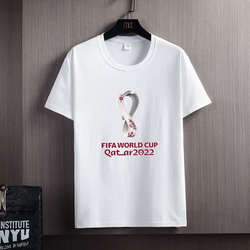 World Cup T-shirt OP37 Pure cotton 2022 Qatar Football Sport short sleeve men's and women's football fans group pub T-shirt-image-802929572