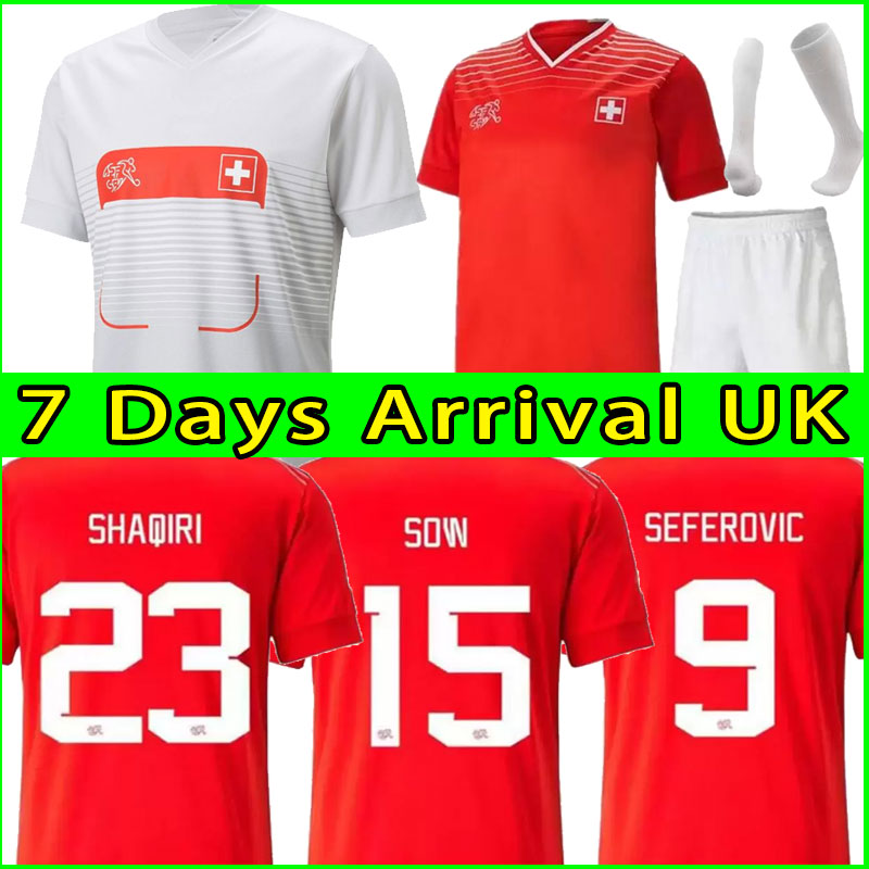 

2022 2023 Switzerland Soccer jerseys home red 22 23 suisse SHAQIRI Akanji Freuler SEFEROVIC INLER EMBOLO Away camisetas de futbol Men Kids KIT Football Shirts