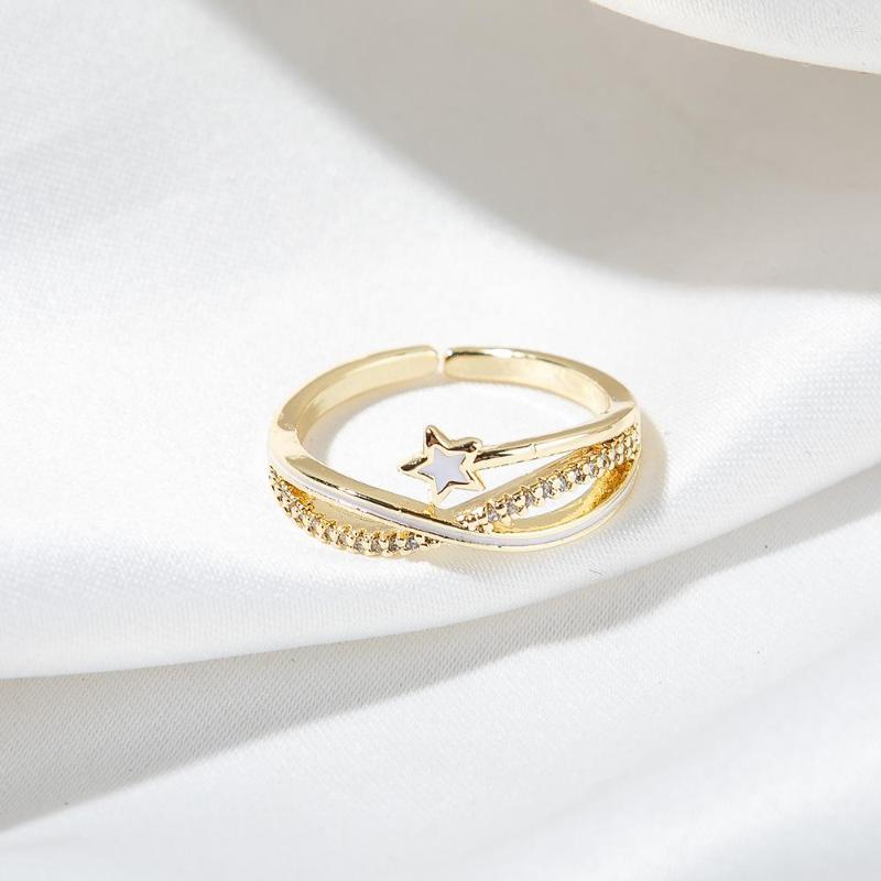 

Cluster Rings 2022 Korean Fashion Cross Five Pointed Star Open Ring Temperament Simple Versatile Elegant Women's Jewelry