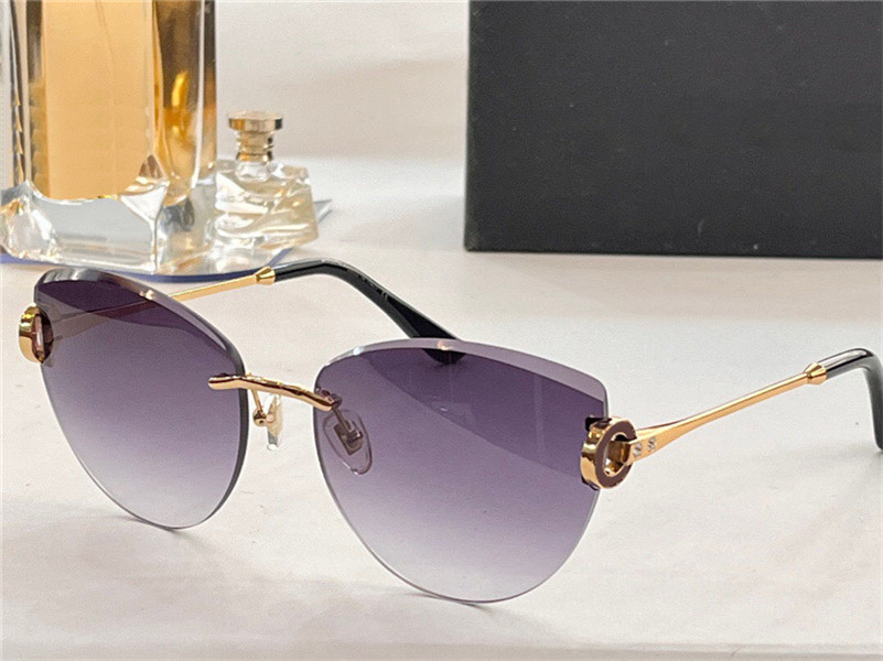 

New fashion design sunglasses 6160 rimless cat eye cut lens simple and versatile style outdoor uv400 protection glasses