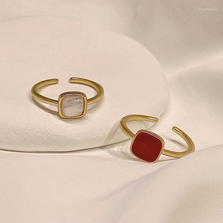 

Cluster Rings 2022 Korean Square Simple Ring Fashion Temperament Versatile Open Female Jewelry