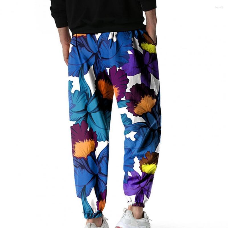 

Men' Pants Stylish Casual Trousers Elastic Waist Cool Men Bohemian Pockets, Black