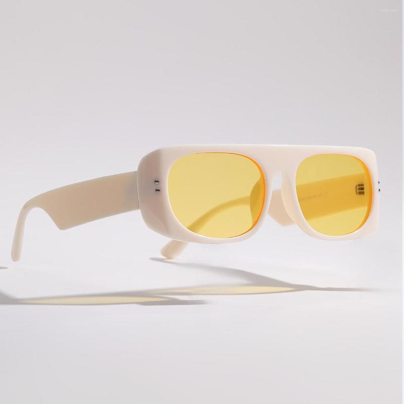 

Sunglasses Square Technology Transparent Frame Color Rivet Women Men Shades