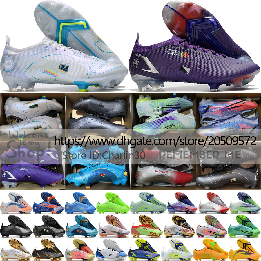 

Send With Bag Soccer Boots Mercurial Superfly Vapores 14 Elite FG ACC Football Cleats Mens CR7 Ronaldo Mbappe Soft Leather Comfortable Trainers Soccer Shoes US6.5-12