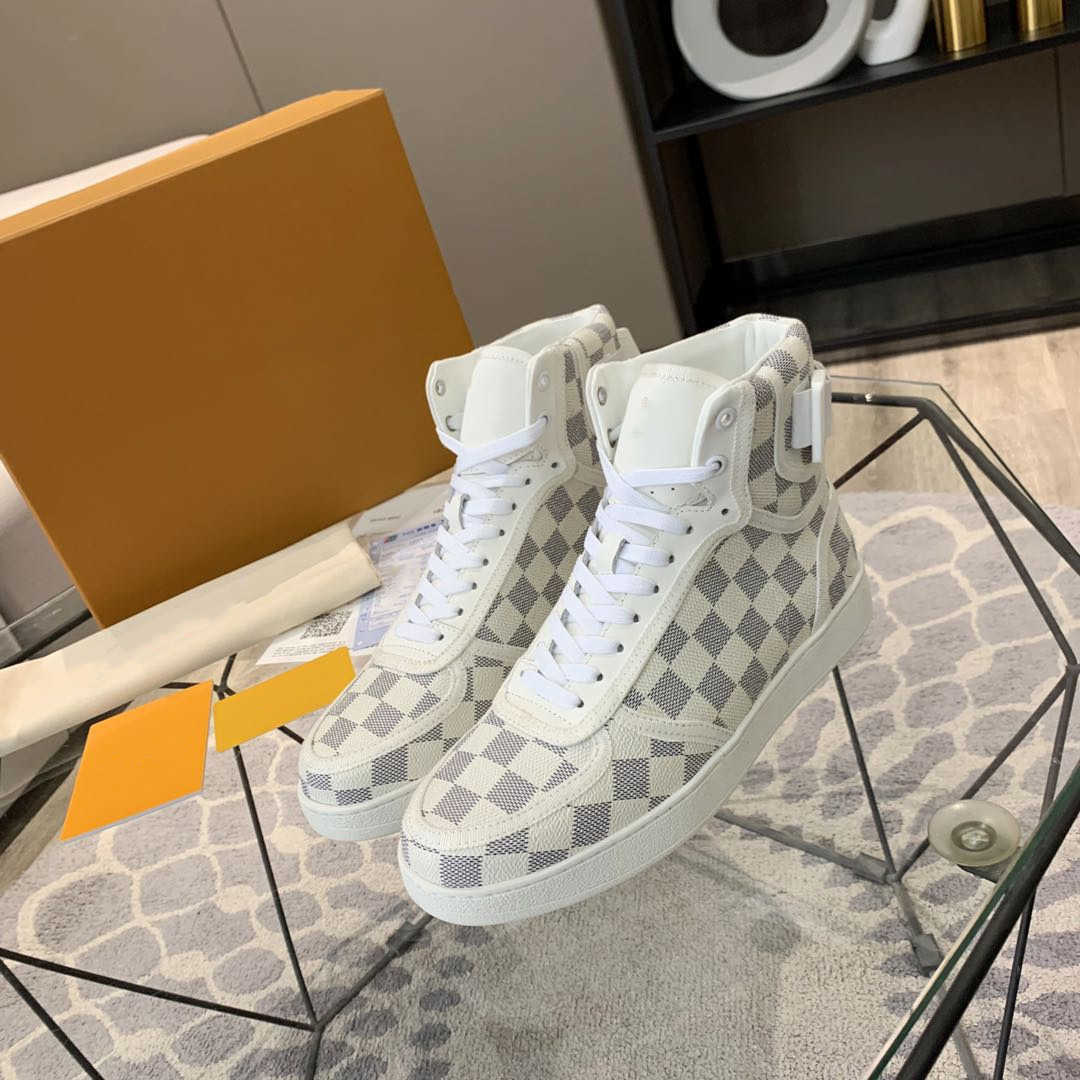 

2022 High-Quality Casual Shoes Rivoli Sneaker Iconic Damier Graphite Canvas outdoor shoes Luxury Printed Leather Hook and Loop Strap Sneakers