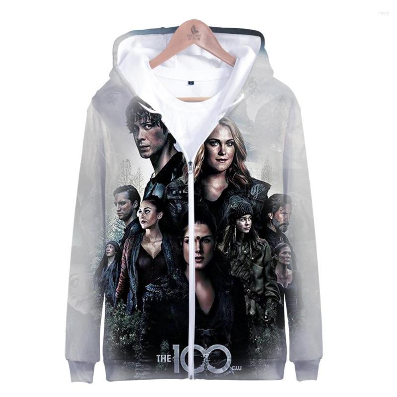

Men's Hoodies Oversized Zipper 3D Hooded The Hundred Science Fiction American Drama 100 Zip-up Jacket Casual Fashion Sweatshirt, Yh07