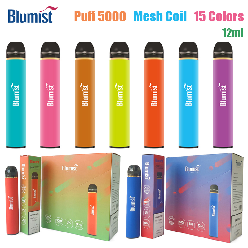 

5000 Puffs 5000 Blumist Disposable Vape E-cigarettes 650mah Rechargeable Battery Mesh Coil 12ml Pre-filled vaper desechable Authentic